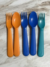 Kids Multi-color Plastic Cutlery Colorful Safety Dinnerware Children s Set Of 5