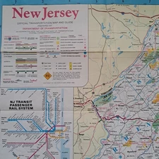 New Jersey Map Paper Vintage 1990 1991 Tourist Highway Travel Road Guide M-91