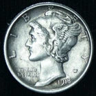 1918-S 10C Mercury Dime AU Details ~ 25283