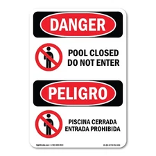 Pool Closed Do Not Enter ANSI Danger Sign Metal Plastic Decal