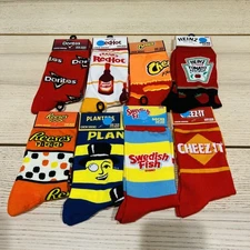 Lot of 8 Crew socks novelty gift set one size Doritos reeses redhot planters