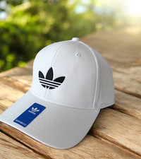 NEW Adidas Strapback Hat Adult White Relaxed Trefoil Logo Adjustable Cap