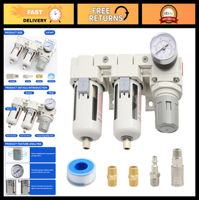 #ad 3 8quot; Air Dryer for Compressor Double Air Filters Semi Auto Drain amp; Pressure R $64.79