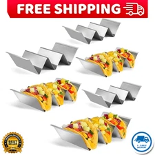 Taco Holders Set of 6, Taco Stand, Stainless Steel Taco Holder, with Easy-Access