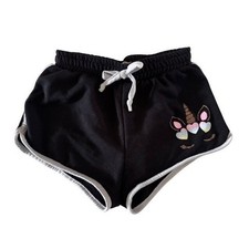 Btween Girls Black Unicorn Heart Dolphin Shorts Size 7 Glitter Athletic Casual