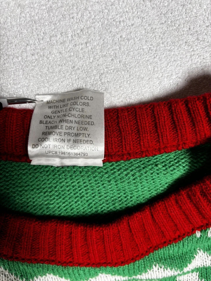 The Grinch Dr Suess Size XL Merry Christmas Sweater Green Red Holiday - Image 4 of 4