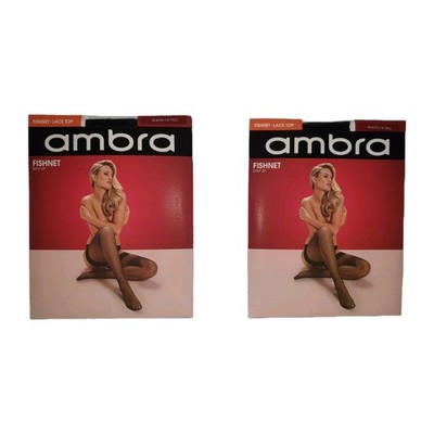Ambra Fish Net Stay Up Lace Top Black Extra Tall x 2 New