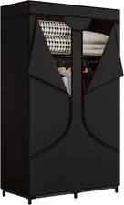 SORCEDAS Portable Wardrobe Closet Storage Organizer Metal 34 Inch, Black 