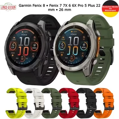 Silikon Armband Quick Fit 22 26 mm für Garmin Fenix 8 8X 7 7X 6 6X 5 Pro Plus - Bild 1 von 4