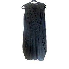 Piazza Sempione Gray Wool Sheath Midi Dress V-Neck Sleeveless EU 48