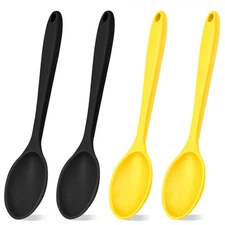 4 PCS Black, Yellow Silicone Basting Spoons, Nonstick, Heat Resistant, Mix