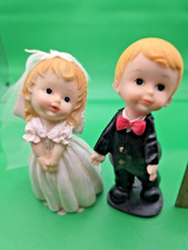 Vintage Reminiscent 1950's Bride and Groom Wedding Cake Topper