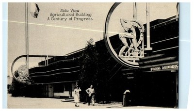 c1930s Side View Agricultural Building A Century of Progress Postcard