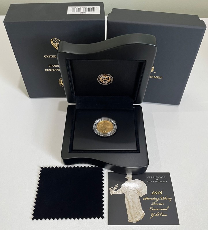 2016 Standing Liberty Quarter Centennial Gold Coin With COA In Original Box