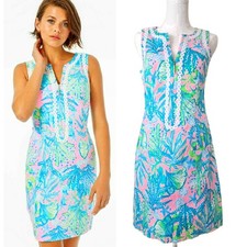 Lilly Pulitzer Delila Shift Dress 2 Mandevilla Baby Hip Nautic Pink Blue Coastal