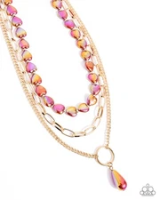 Paparazzi jewelry Admirable Affection Red Necklace - Heart Beads & Gold Chains