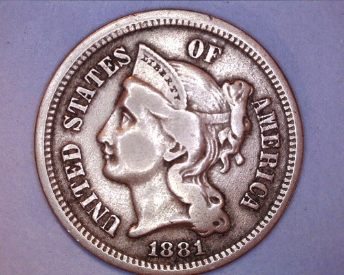 1881 THREE CENT NICKEL COIN  VF COND. **724-6