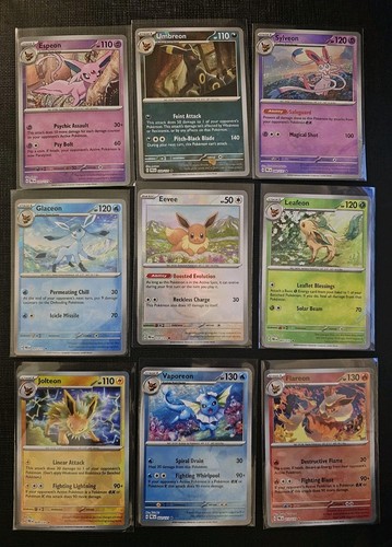 Eevee Evolutions Complete 9 Card Poke Ball Pattern Prismatic Evolutions Pokeball