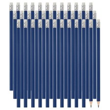 F&uuml;r HB Bleistifte 48er Pack, Holzstifte hexagonal mit Radiergummi, blau
