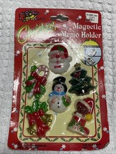 Vtg Merry Christmas Magnetic Memo Holder Magn...