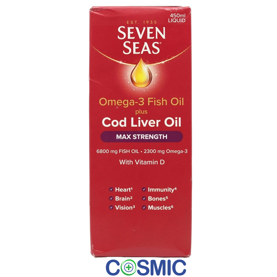 Seven Seas Cod Liver Oil Max Strength 450ml Omega 3 Fish Oil Vitamin D