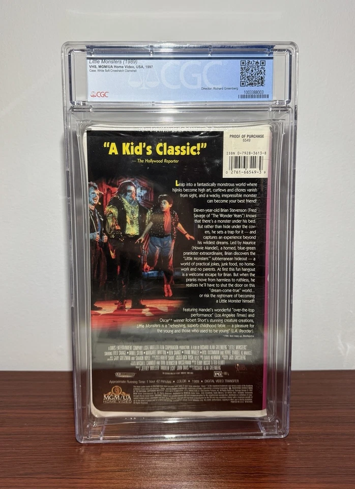 CGC 9.2 A+ Little Monsters VHS Movie Clam Shell Case Sealed Graded Howie Mandel - Image 2 of 4