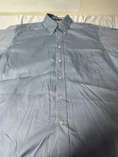 Arrow Men's Long Sleeve Button Down Collared Blue Dress Shirt 17 1/2 32-33 XL