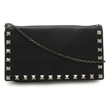 Valentino Leather Rockstud Chain Shoulder Bag Women Black One Size