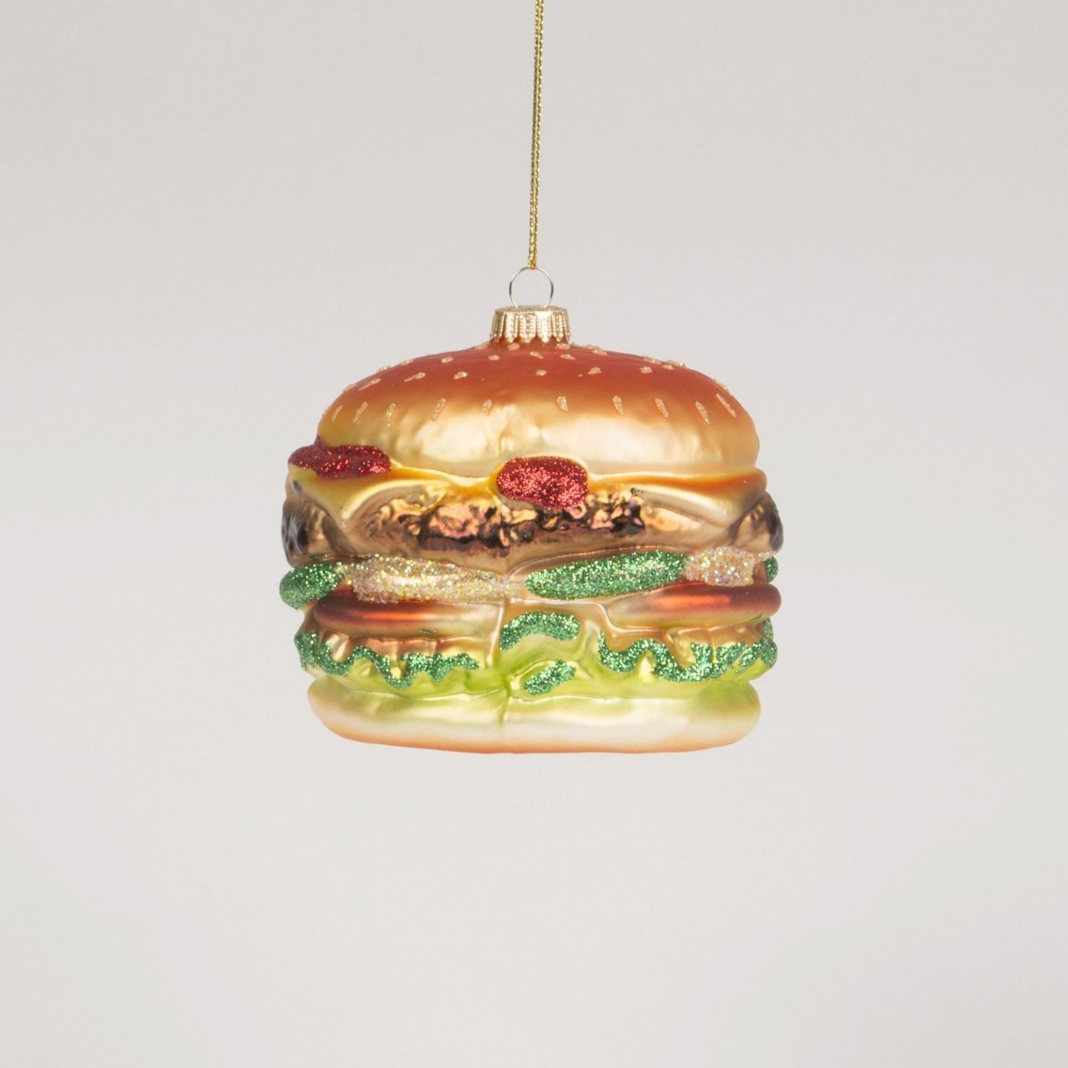 Sass & Belle Nostalgic Burger Fast Food Christmas Tree Decoration Gold Twine
