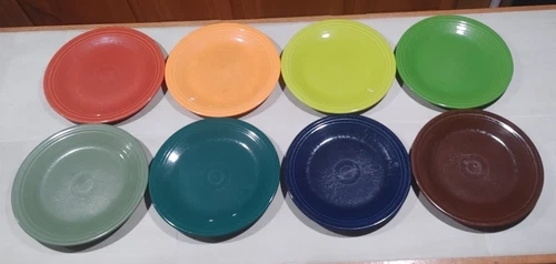 Set Of 8 Fiesta Fiestaware Dinner Plates Mixed Colors Ceramic 10.5” Lead Free