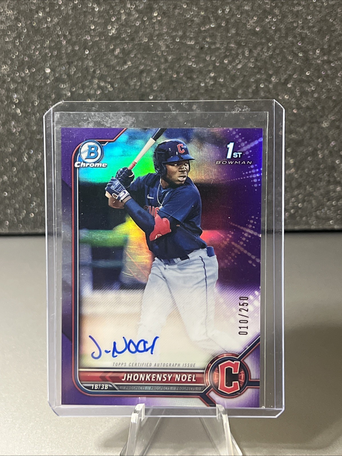 2022 1st Bowman Chrome JHONKENSY NOEL True Purple Refractor Auto /250 GUARDIANS!