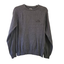 Kappa Sweater Mens Medium Gray Crew Neck Long Sleeve Embroidered Logo Pullover