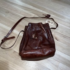 Vintage Unisa Brown Leather Bucket Bag Nwt