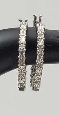Sterling Silber Diamant Creolen 7/8'' mit Box