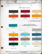 1965 Ford Truck Econoline Dodge Trucks Commercial Colors Paint Chips Ditzler PPG