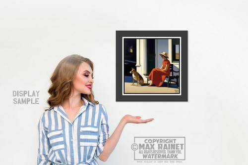 Lady in Red Dress w Her Dog 2019 Jasper Collins * Solitude * Frame Worthy Art - Picture 2 of 10
