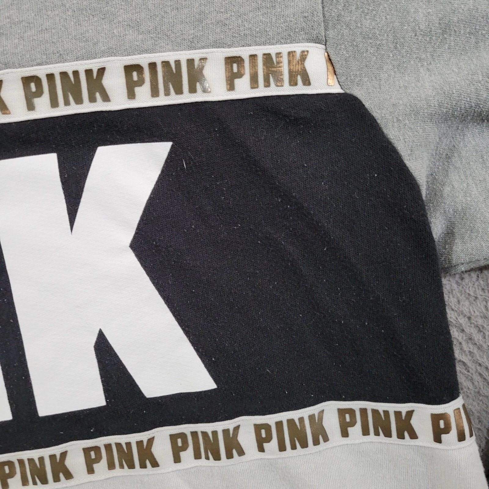 UNDERCOVER Victorias Secret Felpa con Cappuccio Donna Grigio Medio R Bianco Pullover a Righe Tempo Libero