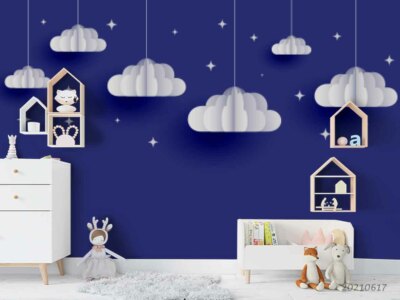 3D Blue Sky Star Cloud Self-adhesive Removable Wallpaper Murals Wall 85