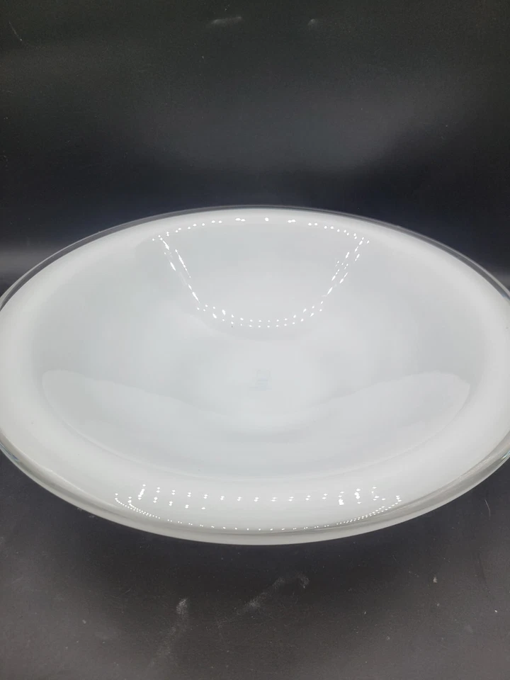 Umbra White Art Glass Mouth Blown Salad Or Centerpiece Bowl 12.5" - Image 2 of 4