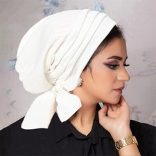 Muslim Women Hijab Hat Chemo Cap Long Tail Hair Loss Bonnet Wrap Headscarf Arab