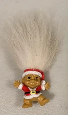 Vintage Russ Santa Troll Doll Pin White Hair 1.25"