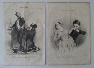 Original Six Sheets with Lithographs by Honoré Daumier from the First Half 1800s