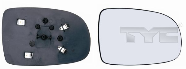 Right TYC 325-0029-1 Mirror Glass, outside mirror for OPEL