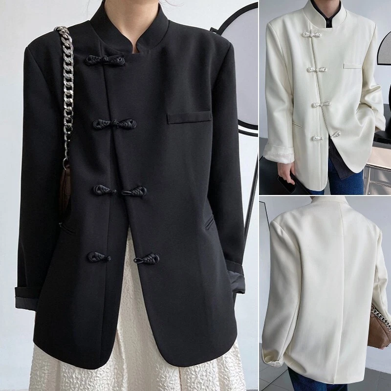 Büro Damen Jacke Blazer Anzug Mantel Langärmlig Business Arbeitskleidung Retro - Bild 3 von 4