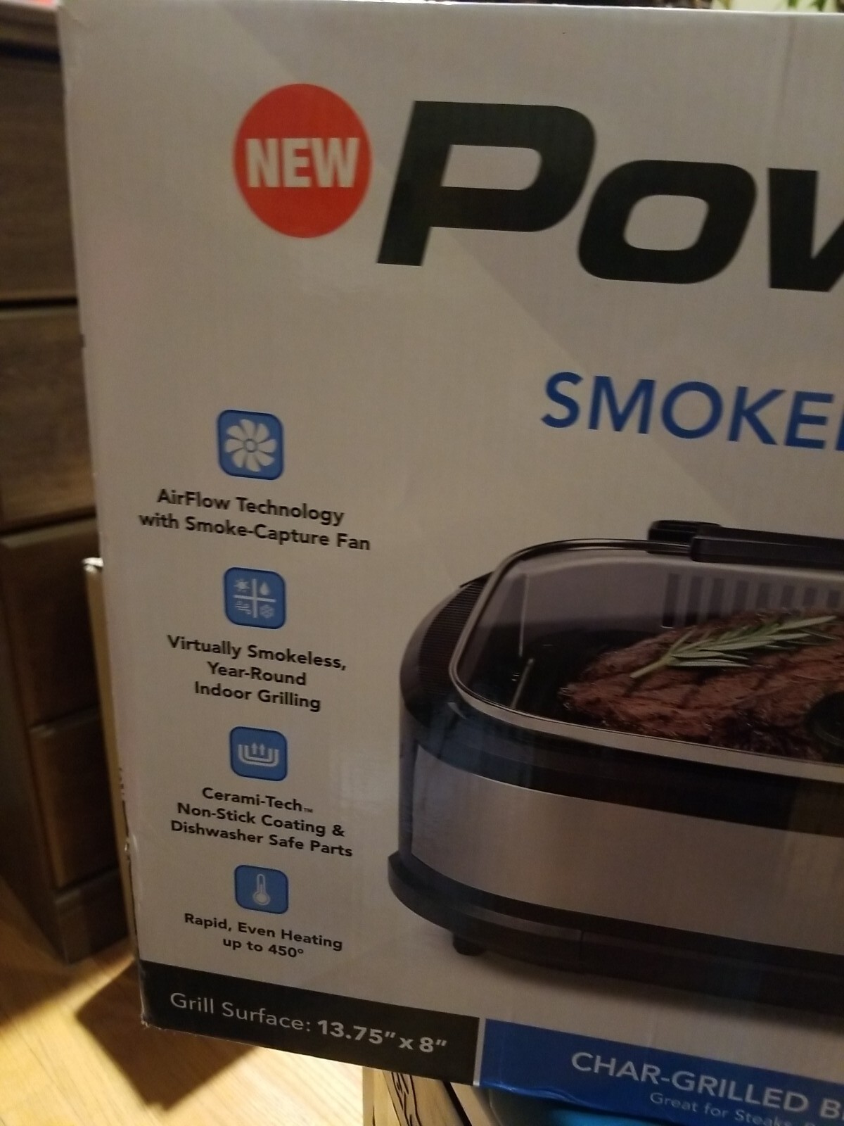 New PowerXL Smokeless Grill Pro Countertop Indoor Electric Grill Silver