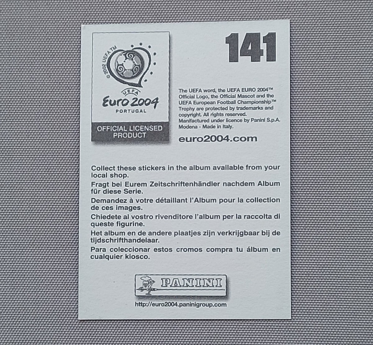 STICKER PANINI FOOT EURO 2004 PORTUGAL MURAT YAKIN SUISSE # 141 NEW