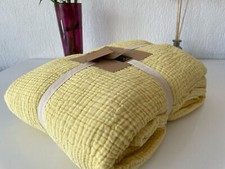 Muslin Bedspread 100 Cotton Muslin Throw Blanket 4 Layers Bedcover Queen Yellow