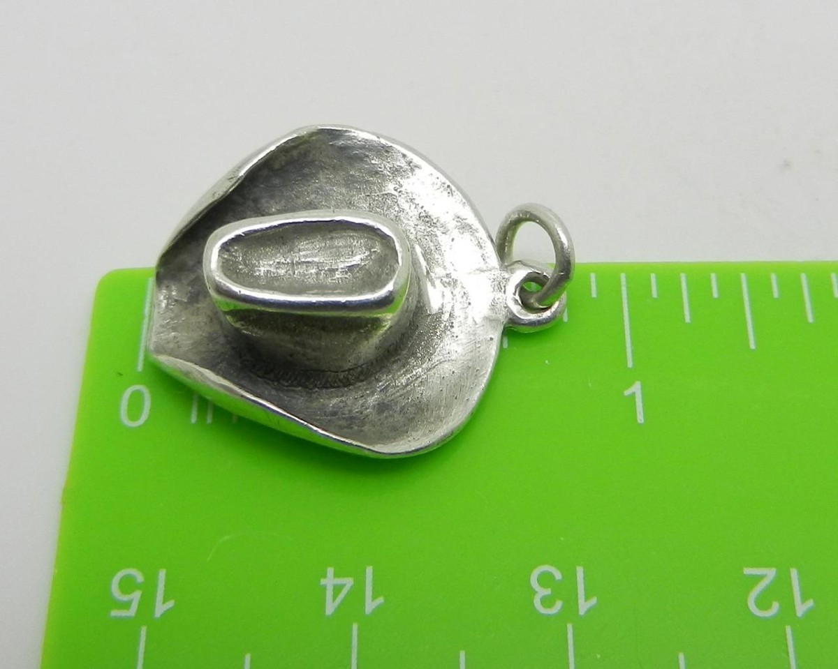 Charme De Bracelet Vintage En Argent Sterling - Forme Chapeau De Cowboy, 1,9 G - Occasion