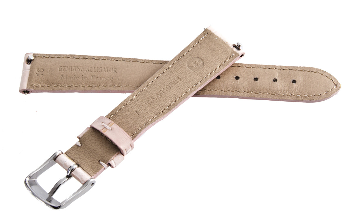 NEW Michele Womens 16mm Light Pink Genuine Alligator Leather  display picture 2