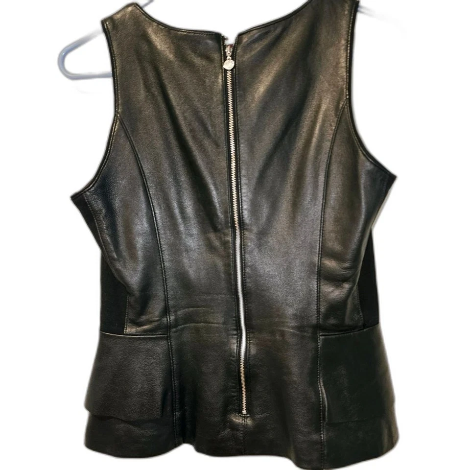 White House Black Market Leather Bodice Top Size 4 - Image 4 of 4